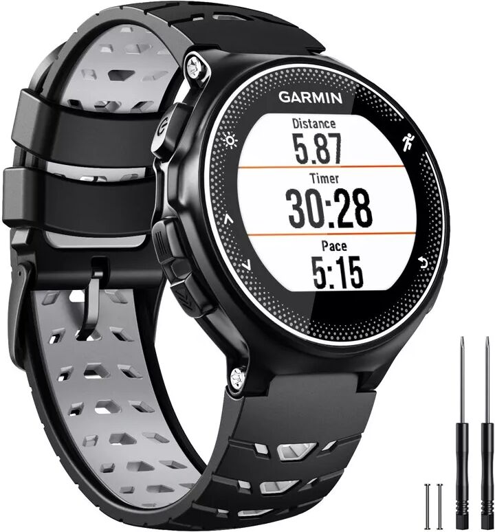 INF Uhrenarmband für Garmin Forerunner 630 Silikon Schwarz / Grau