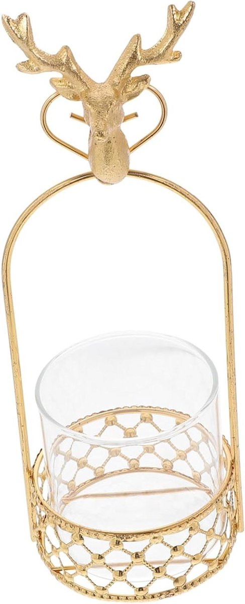 Gouden Bloemenvaas Servieshouder met Glazen Container - 25.5 cm