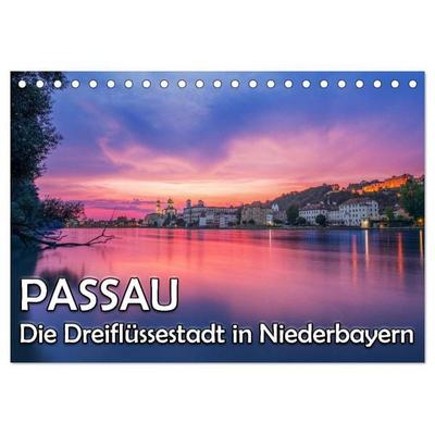 Passau - Die Dreiflüssestadt (Tischkalender 2026 DIN A5 quer), CALVENDO Monatskalender