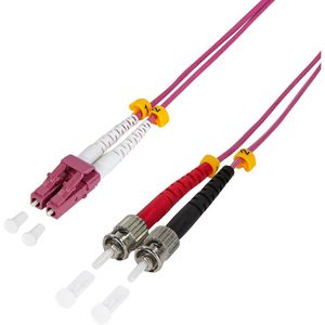 LogiLink Glasfaserkabel FP4LT03, Multimode, LC/UPC auf ST/UPC, Duplex, OM4 (40 Gbit/s), 3 m