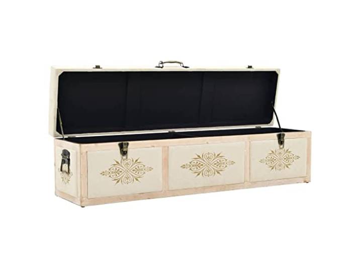 HKLGBVCR Sitzbank mit Stauraum, 110 cm, cremefarben