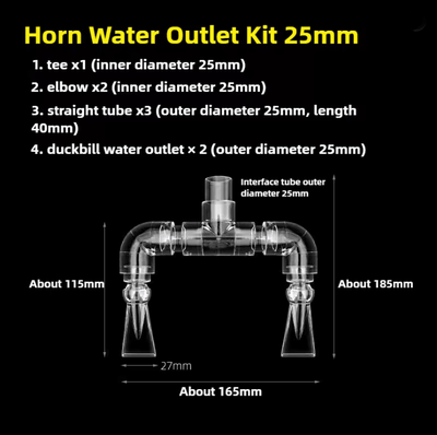 Inspire Essentials Aquarium Tank Pump Duckbill Water Outlet With Double Head Connector For Fish Tanks And Irrigation 25mm