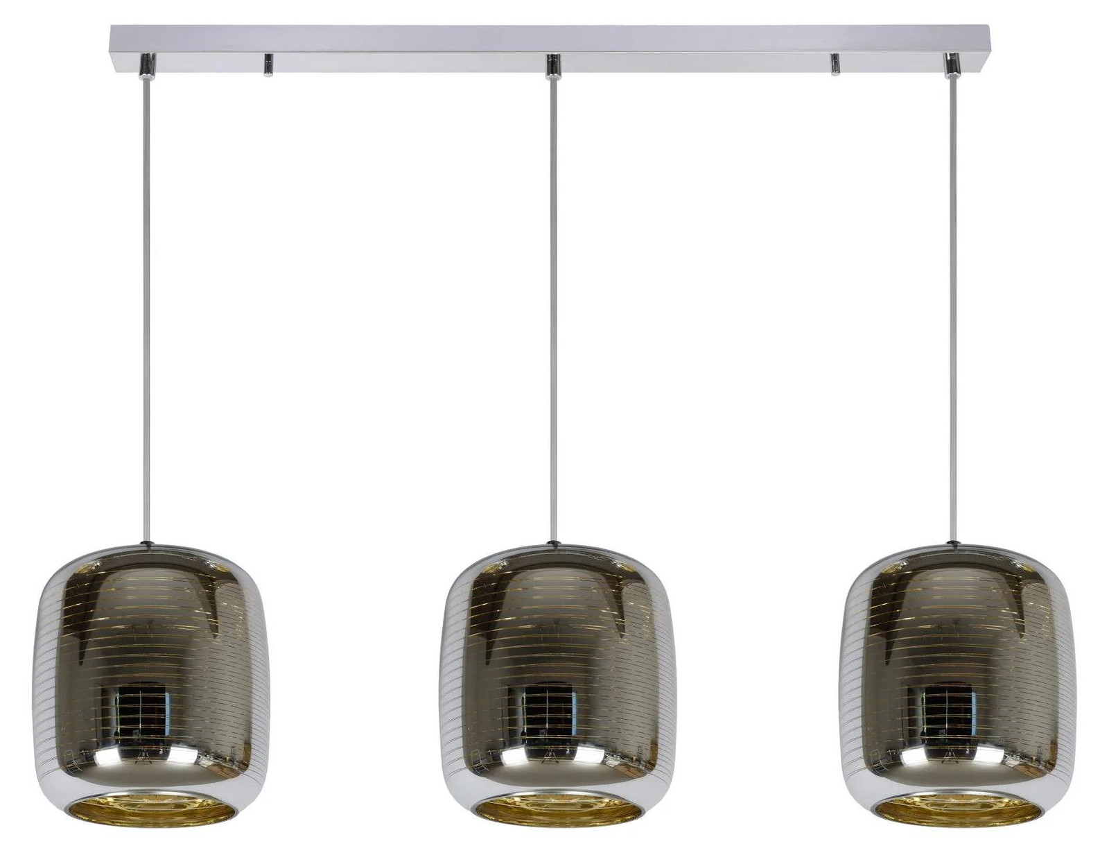 Lucide Eryn Hanglamp Chroom - 3-lichts met Glazen Kappen