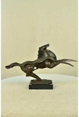 Bronzhaus Large Abstract Modern Art Horse Gallops Bronze Sculpture Statue Figurine Figure