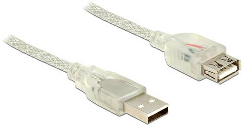 Delock USB-Kabel USB 2.0 USB-A Stecker, USB-A Buchse 1.00m Transparent 83881