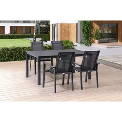 OUTFLEXX Garten-Essgruppe, anthrazit, Alu/Spraystone/Textilen, 160x95 cm, 4 Stapelsessel