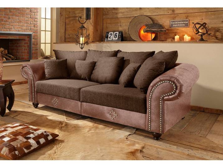 Home affaire Big-Sofa King George Mega Sofa, viel Platz, Federkern, Ziernägel
