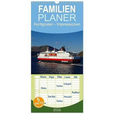 Familienplaner 2026 - Impressionen von Norwegen entlang der Hurtigruten mit 5 Spalten (Wandkalender, 21 x 45 cm) CALVENDO
