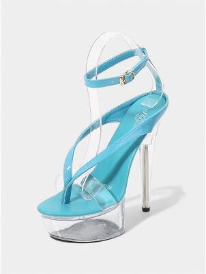 LightInthebox Lavender Platform Clear Heel Sandals – Sexy Nightclub Performance Stiletto Heels for Women