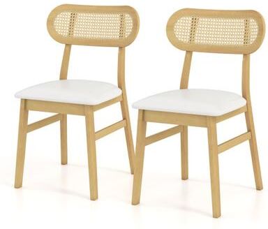 Costway Indoor Mid Century Wood Dining Chairs Set of 2 for Dining Room-White