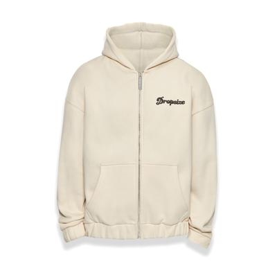 Kapuzenfleecejacke DROPSIZE "Dropsize Herren", Herren, Gr. S, beige (coconutmilk), 70% Baumwolle, 30% Polyester, unifarben, oversize, ohne Ausschnitt, Jacken