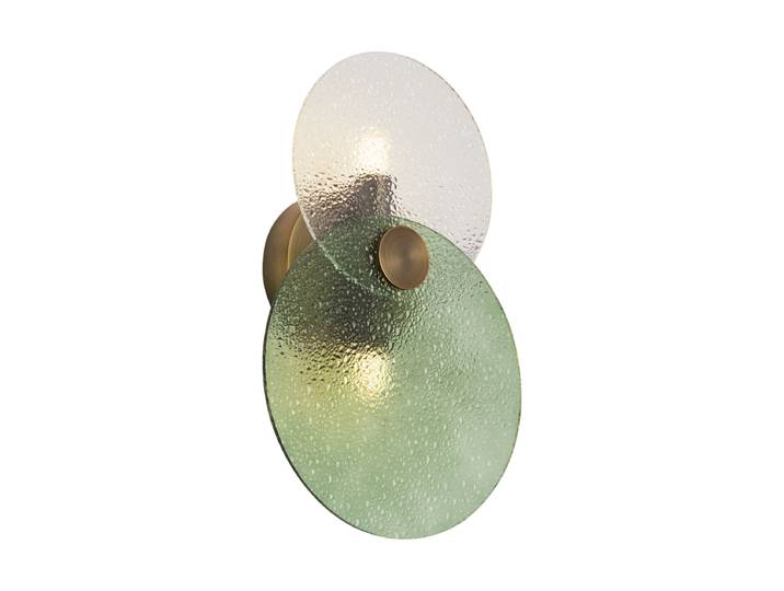 Qazqa Applique Murale Art Déco Bronze Foncé Avec Verre Vert Et