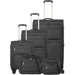 Travelite CUBIS Kofferset L/M/S erweiterbar + Beauty Case + Board Bag - Anthracite Koffer24