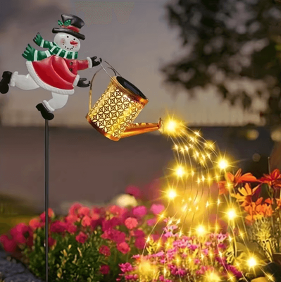 Uplift Curations Solar Snowman Kettle Outdoor Garden Lights Hanging LED Santa Claus Watering Can Light Solar Light For Yard Lawn Solar Snowman Kettle Outdoor Garden Lights Hanging LED Santa Claus Watering Can Light Solar Light For Yard Lawn