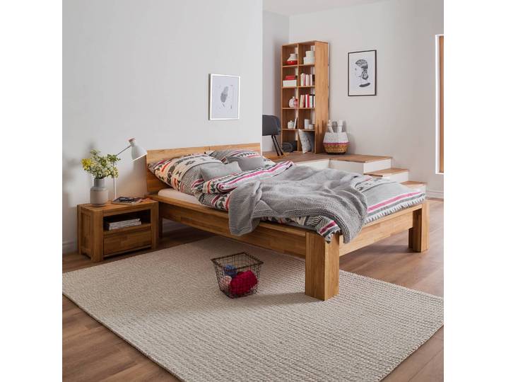 Massivholzbettgestell ParosWood 180 x 200cm Massivholz Eiche, geölt Braun/Eiche geölt Eiche