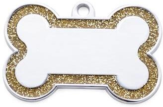Uplift Treasures Custom Double Sided Glitter Pet ID Tag gold l 47x30mm