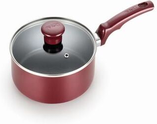 T-fal Essentials Non-Stick Cookware, 3 quart Saucepan, Red