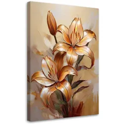 WANDBILD lilie blume orange botanik gemalt