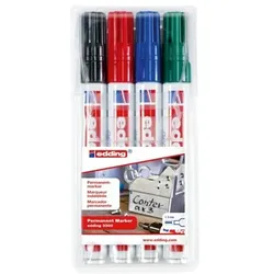 edding Marker 3000 mit Keilspitze, 1 - 5 mm, nachfüllbar, 4er Etui, Grundfarben