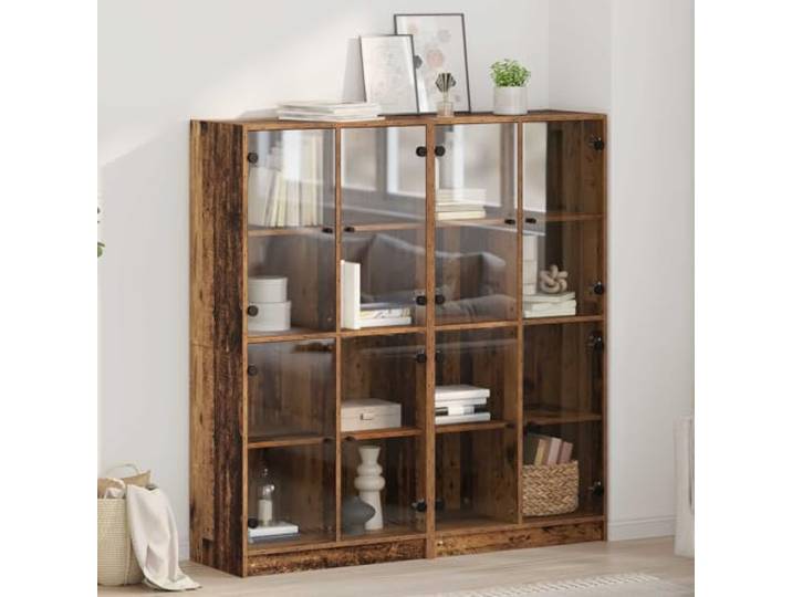 RJPLMFV Aufbewahrungsschrank, Holz, 68 x 37 x 142 cm Transparente PVC-Türen, mattes Finish, Innenregale, ideal für Wohnzimmer