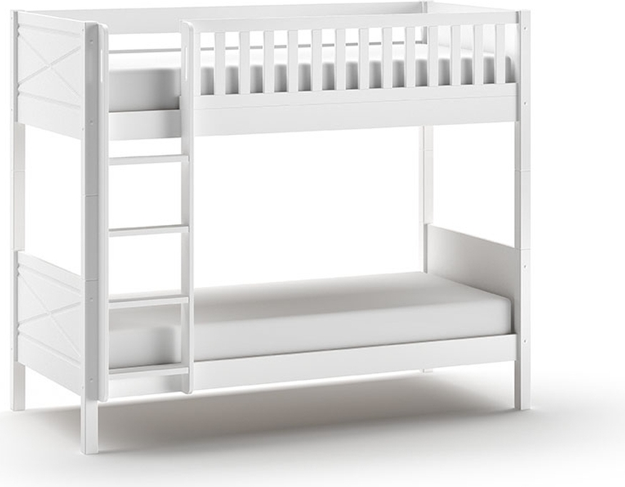 Etagenbett >SCOTT< in Weiß aus Massiv Kiefer und MDF - 207,6x175,4x104,9 (BxHxT)