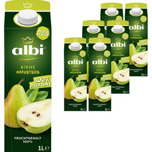 albi Saft Birne naturtrüb, Direktsaft ohne Zuckerzusatz, 100% Fruchtgehalt, Tetrapack, je 1 Liter, 6 Stück