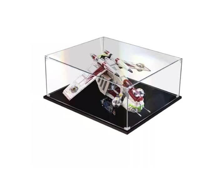 Acryl-Vitrine für Ziegelmodell-Sets Star Wars Republic Gunship 75309, staubdichte Displaybox, kompatibel mit Ziegelmodell-Sets, Modell-Schaukasten-Geschenk (2 mm T)