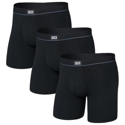 Saxx - Essential Cotton Boxer Brief Fly 3-Pack - Alltagsunterwäsche Gr L schwarz