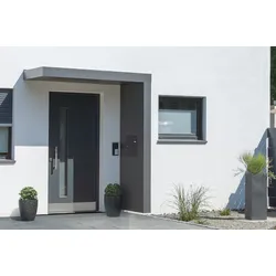 Gutta Rechteckvordach BS Plus 200 inkl. Seitenteil und Briefkasten (neues Modell) Seitenteil rechts Briefkasten BK, Comelit Audio Edelstahl