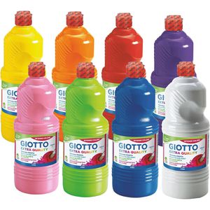 GIOTTO-Fila Temperafarben F8400300 Extra Quality, 8 Farben, hochpigmentiert, in Flaschen, 8x 1000 ml