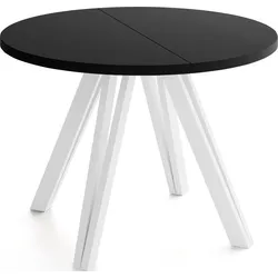 ESSTISCH Ravero runder ausziehbarer, Schwarz 100-180/100/77 cm