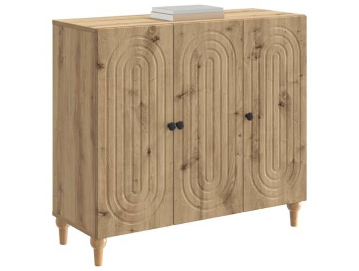 KTHLBRH Sideboard Eiche Handwerk 89 x 34,5 x 80 cm Technisches Holz, 3 Türen, 2 Einlegeböden, max. Belastung 60 kg, für Küche, Büro, Wohnzimmer