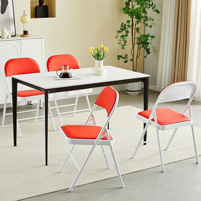 Inbox Zero Crume Folding Chair (set of 4) Red 79cm H X 46cm D X 46cm W