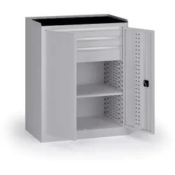 Werkstatt-Werkzeugunterschrank KOVOS, 1 Fachboden, 3 Schubladen, 950 x 600 x 1180 mm, grau