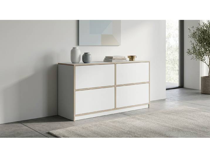Elegante Schubladenkommode Premium Dekore Weiß Multiplex Kante