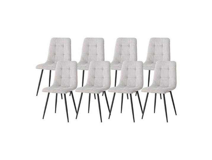 LuxusKollektion Esszimmerstuhl Esszimmerstuhl Cord Metallbeine Schwamm Sitzfläche Hellgrau 8er Set