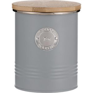 Typhoon Teedose Living Collection Tea, aus Metall, für 300g losen Tee, pastellgrau, luftdicht, 12 x 14 cm