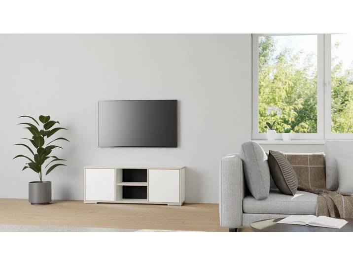 Schlichtes maßgefertigtes Lowboard Premium Dekore Weiß Multiplex Kante