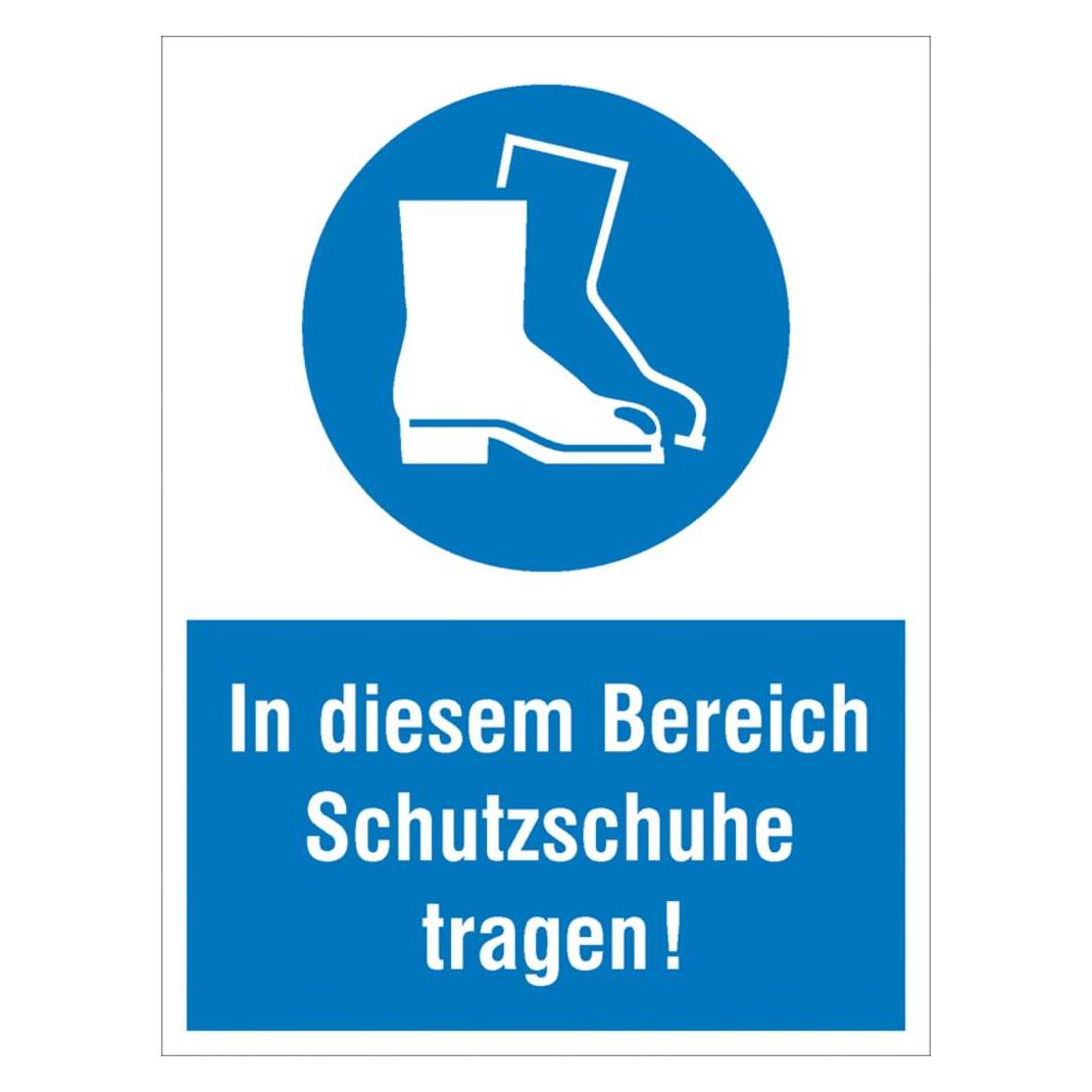 SafetyMarking Kombischild In diesem Bereich Schutzschuhe tragen (43.0393)