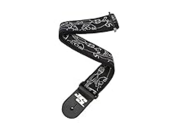 D'Addario Sangle de guitare, Joe Satriani – Design Croquis argentés – Nylon tubulaire de 50 mm de large, réglable de 35 à 59,5 , accessoires pour guitare