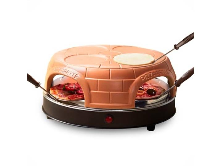 Emerio Pizza oven, Pizzarette het origineel, handgemaakte terracotta kleikap, nieuw PRE-BAKE design, voor mini-pizza, echt familieplezier voor 4 personen, PO-115847.1
