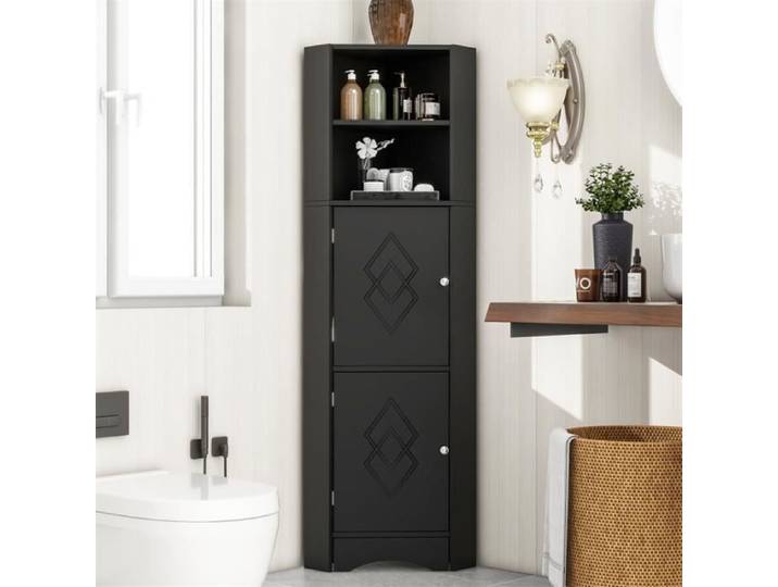 Armoire d'angle de salle de bain sur pied - DREAMMESPACE - Noir