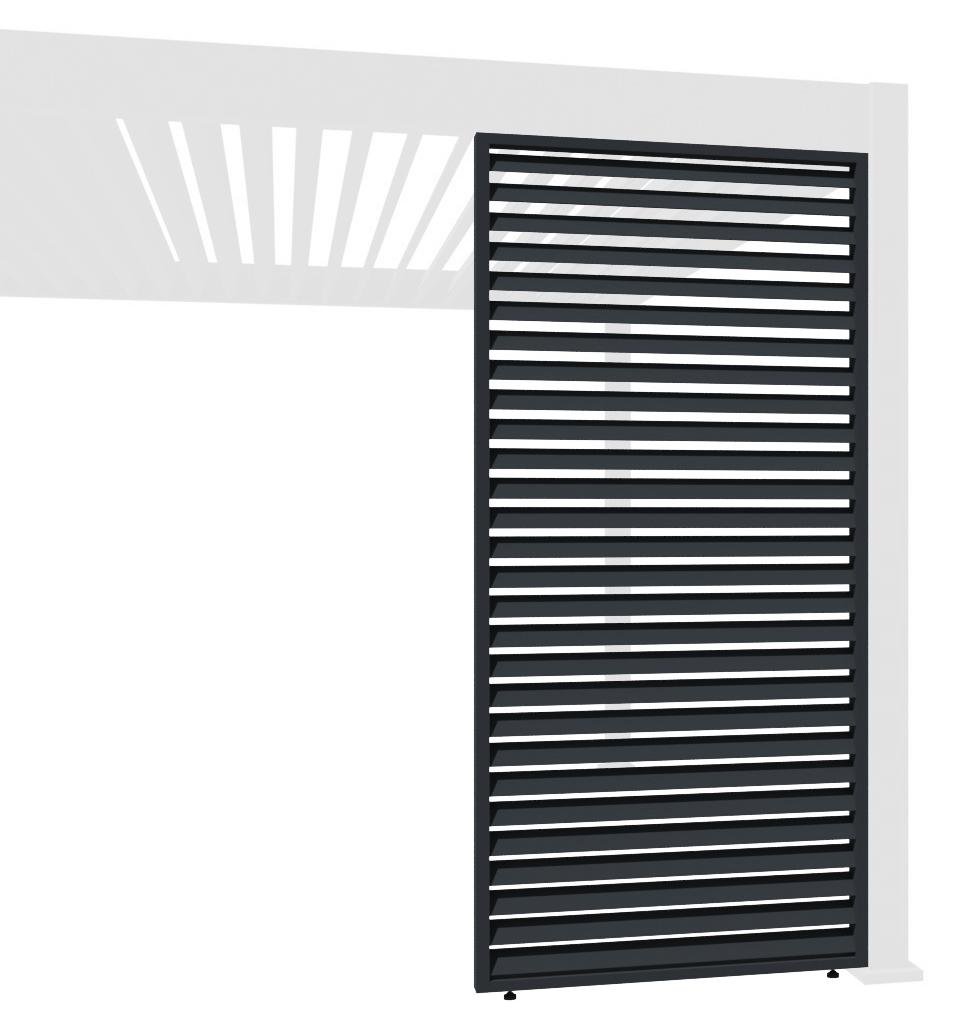 Weide horizontale Lamellenwand Sichtschutz für Pergola Aluminium Anthrazit1.13 Meter