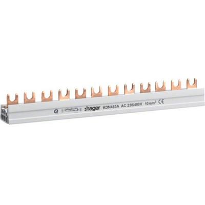 Hager KDN463A HAGER Phasenschiene 3P+N 10q 12mod Gabel KDN463A Phasenschiene 4polig 63 A 1 St.