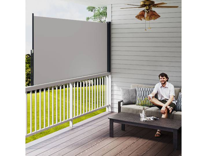 Outsunny Store Brise-Vue Rétractable 3x1.4m Gris