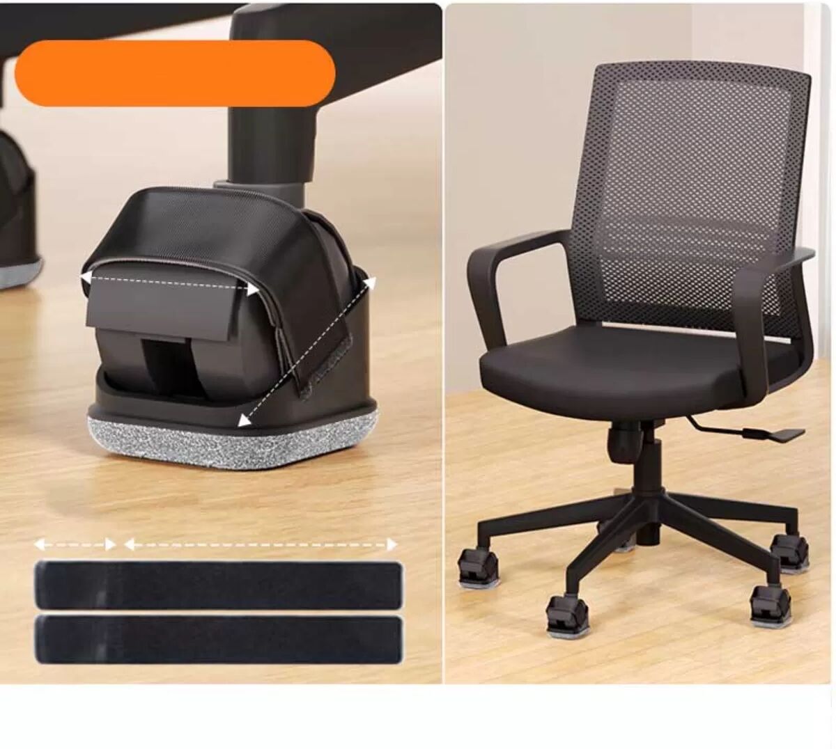 INF Schwarz & Grau Stuhlrad Stopper Pads - 5er-Pack, Kompatibel mit Büro- & Gaming-Stühlen