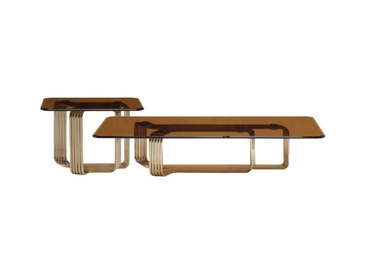 JVmoebel Glastisch Schwarzer Beistelltisch aus Metall mit Glasplatte für modernes Wohnen (2-St), Made in Europa