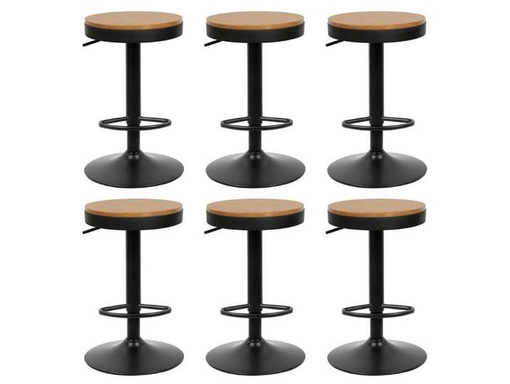 MIPAN. Lot de 6 Tabouret Bar Bois Rond - Chaises Chaises Haute de Bar en Bois - Coiffure Assise Ilot Central Cuisine - Noir