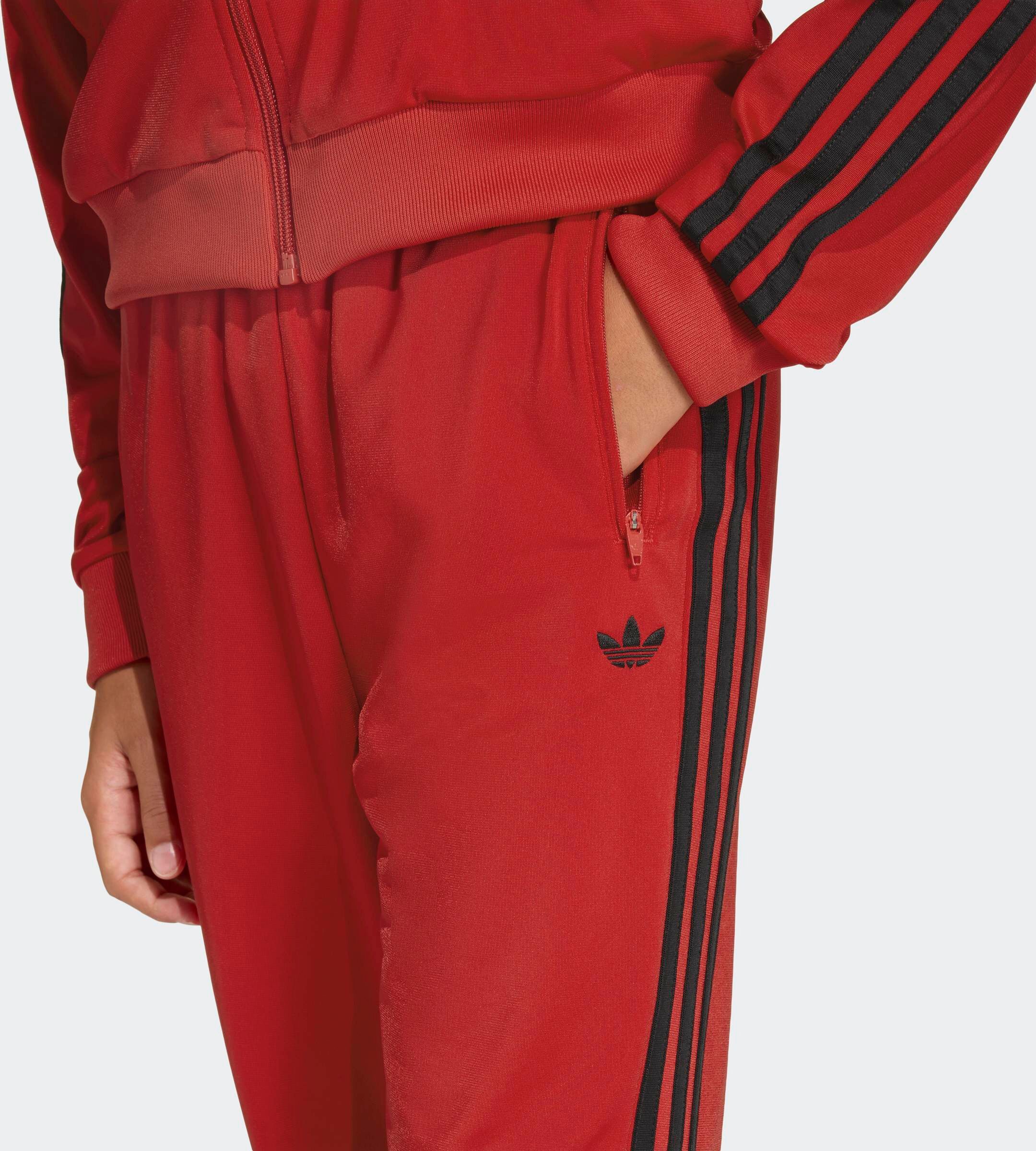 Sporthose ADIDAS ORIGINALS "FIREBIRD", Kinder, Gr. 164, N-Gr, rot (better scarlet, schwarz,), Obermaterial: 100% Polyester, Hosen Sporthose