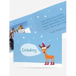 Foto Weihnachtseinladung selbst gestalten mit Spruch und Fotos im Onlinedesigner bei Meine-Kartenmanufaktur.de